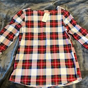 3/4 length sleeve. Plaid. Chart Club shirt.